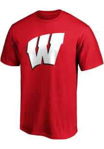 Wisconsin Badgers Red Center Primary Logo Short Sleeve T Shirt