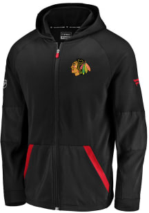 Chicago Blackhawks Mens Black Gridback FZ Long Sleeve Zip