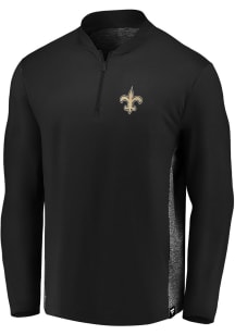 New Orleans Saints Mens Black Iconic Clutch Long Sleeve Qtr Zip Pullover