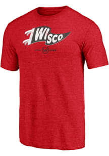 Wisconsin Badgers Red Vault Old Style Triblend Short Sleeve Fashion T Shirt
