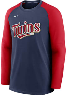 Nike Minnesota Twins Mens Navy Blue PREGAME CREW TOP Long Sleeve Sweatshirt