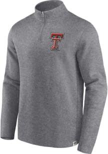 Texas Tech Red Raiders Mens Grey Heritage Fleece Vintage Long Sleeve Qtr Zip Pullover