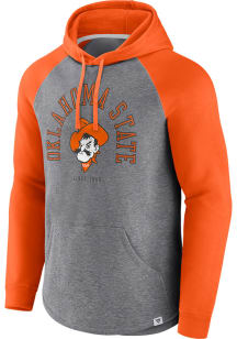 Oklahoma State Cowboys Mens Grey Heritage Raglan Fleece Wrap Up Fashion Hood