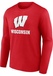 Wisconsin Badgers Red Name Drop Long Sleeve T Shirt