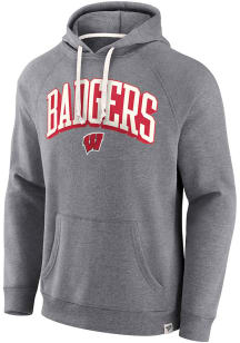 Wisconsin Badgers Mens Charcoal True Classics Fleece Applique Long Sleeve Hoodie