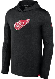 Detroit Red Wings Mens Black Authentic Pro Rink Lightweight Long Sleeve Lightweight Hoodie