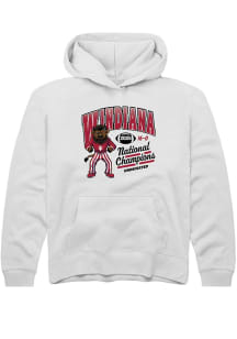 Summit Sportswear Indiana Hoosiers Youth White WINDIANA Arch 2025 National Champions Long Sleeve H..