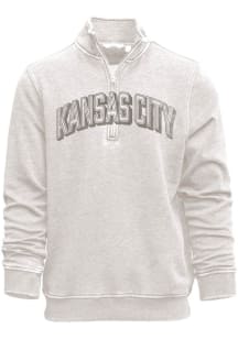 Kansas City Mens Oatmeal Arch Wordmark Long Sleeve Qtr Zip Pullover