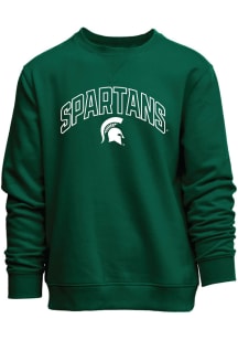 Michigan State Spartans Mens Green Arch Mascot Long Sleeve Crew Sweatshirt