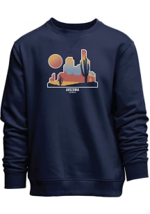 Arizona Mens Navy Blue Desert Cityscape Long Sleeve Crew Sweatshirt