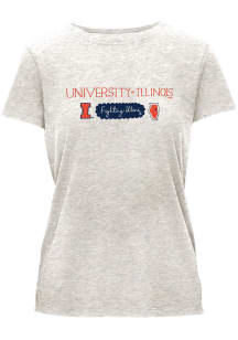 Illinois Fighting Illini Womens Oatmeal Julia Gash Short Sleeve T-Shirt