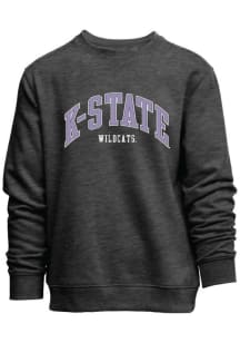 K-State Wildcats Mens Charcoal Everyday Team Name Applicque Long Sleeve Crew Sweatshirt