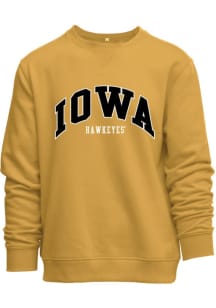 Iowa Hawkeyes Mens Gold Everyday Team Name Applicque Long Sleeve Crew Sweatshirt