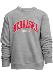 Nebraska Cornhuskers Mens Grey Everyday Team Name Applicque Long Sleeve Crew Sweatshirt