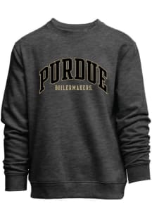 Purdue Boilermakers Mens Charcoal Everyday Team Name Applicque Long Sleeve Crew Sweatshirt