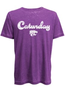 K-State Wildcats Purple Lifeguard Caturday Short Sleeve T Shirt