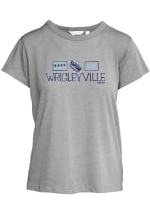 Wrigleyville Womens Grey Julia Gash Short Sleeve T-Shirt