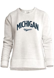 Michigan Wolverines Womens Oatmeal Crew Design Crew Sweatshirt