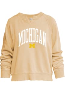 Michigan Wolverines Womens Yellow Crew Design Crew Sweatshirt