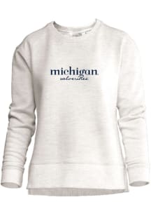 Michigan Wolverines Womens Oatmeal Crew Crew Sweatshirt