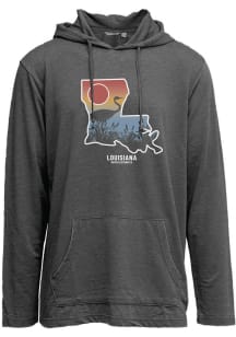 Louisiana Mens Grey Pelican Sunset State Infill Long Sleeve Hoodie