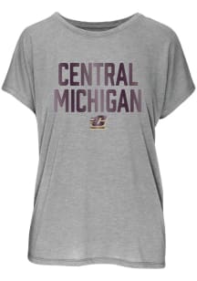 Central Michigan Chippewas Womens Grey Foil Blossom Short Sleeve T-Shirt