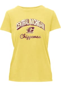 Central Michigan Chippewas Womens Yellow Foil Essentials Short Sleeve T-Shirt