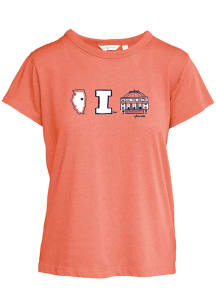Illinois Fighting Illini Womens Orange Julia Gash Darby Short Sleeve T-Shirt