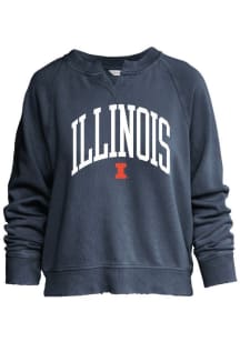 Illinois Fighting Illini Womens Navy Blue Willow Washed Crew Sweatshirt