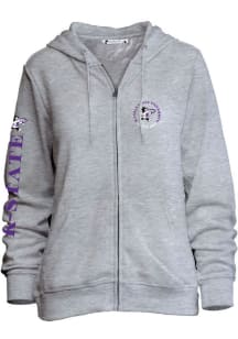 K-State Wildcats Womens Grey Comfy Long Sleeve Full Zip Jacket