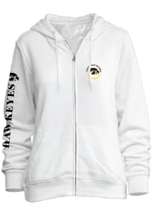 Iowa Hawkeyes Womens White Comfy Long Sleeve Full Zip Jacket