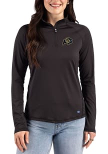 Cutter and Buck Colorado Buffaloes Womens Black Prospect Eco Qtr Zip