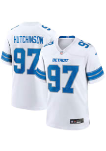 Aidan Hutchinson   Detroit Lions White 2024 Away Game Football Jersey