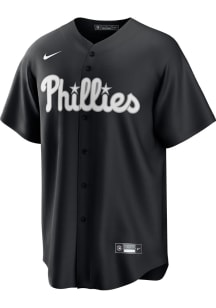 Philadelphia Phillies Mens Nike Replica Fashion White Fill Jersey - Black