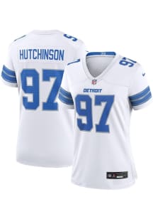 Aidan Hutchinson  Nike Detroit Lions Womens White 2024 Away Game Football Jersey