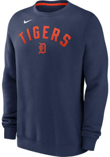 Nike Detroit Tigers Mens Navy Blue Classic Long Sleeve Crew Sweatshirt