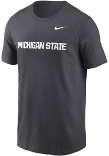 Nike Michigan State Spartans Anthracite Wordmark Short Sleeve T Shirt
