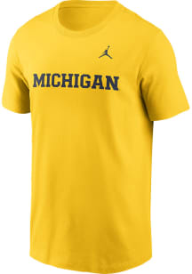 Nike Michigan Wolverines Yellow Wordmark Short Sleeve T Shirt
