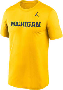 Nike Michigan Wolverines Yellow Dri-Fit Legend Design Short Sleeve T Shirt