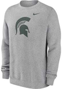 Nike Michigan State Spartans Mens Grey Primary Logo Long Sleeve Crew Sweatshirt