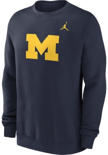 Nike Michigan Wolverines Mens Blue Primary Logo Long Sleeve Crew Sweatshirt