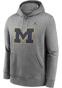 Nike Michigan Wolverines Mens Grey Club Fleece Basic Long Sleeve Hoodie