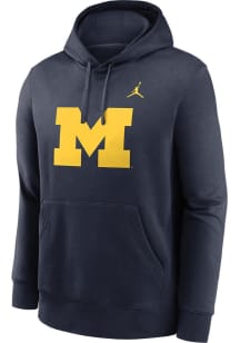 Nike Michigan Wolverines Mens Blue Club Fleece Classic Long Sleeve Hoodie