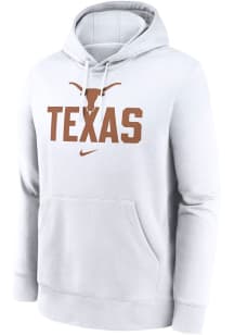 Nike Texas Longhorns Mens White Club Fleece Design Long Sleeve Hoodie