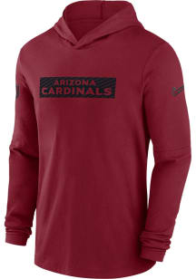 Nike Arizona Cardinals Mens Red Sideline Dri Fit Long Sleeve Lightweight Hoodie