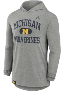 Nike Michigan Wolverines Mens Grey Number One Long Sleeve Lightweight Hoodie