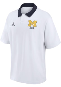 Nike Michigan Wolverines Mens White Name Drop Short Sleeve Polo