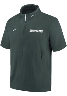 Nike Michigan State Spartans Mens Green Sideline Coach Short Sleeve Jacket