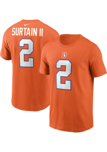 Patrick Surtain Denver Broncos Orange Player Name and Number Short Sleeve Player T Shirt