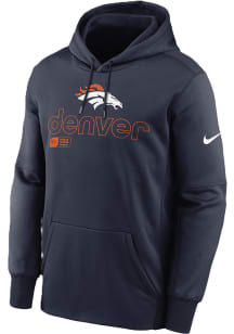 Nike Denver Broncos Mens Navy Blue Therma Hood